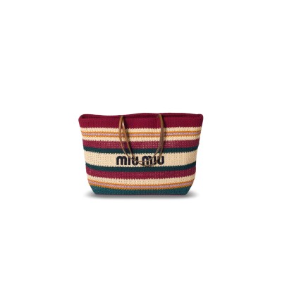 MIU MIU RAFFIA EFFECT WOVEN TOTE BAG 5BG228 (40*34*16cm)